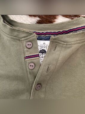 Mens Olive Colored Henley 1/4 button Size XL Heavyweight Material